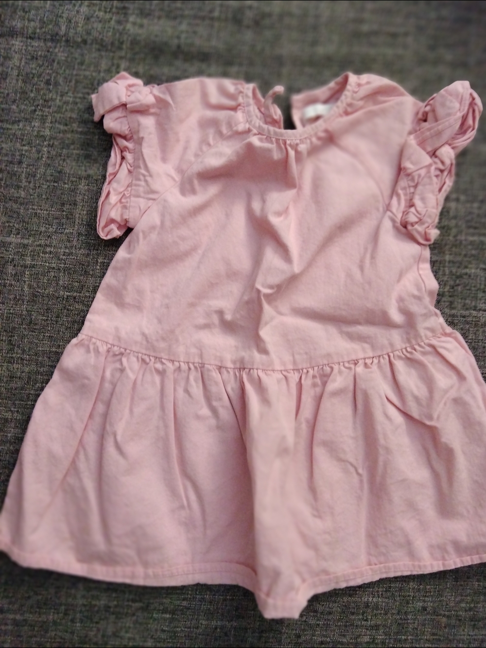 Zara Girls' Pink Ruffle Sleeve Dress - Soft Everyday Dress